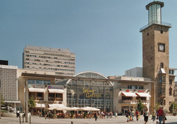 Der Rathausplatz in Hagen. wo das Mahngericht Hagen sitzt